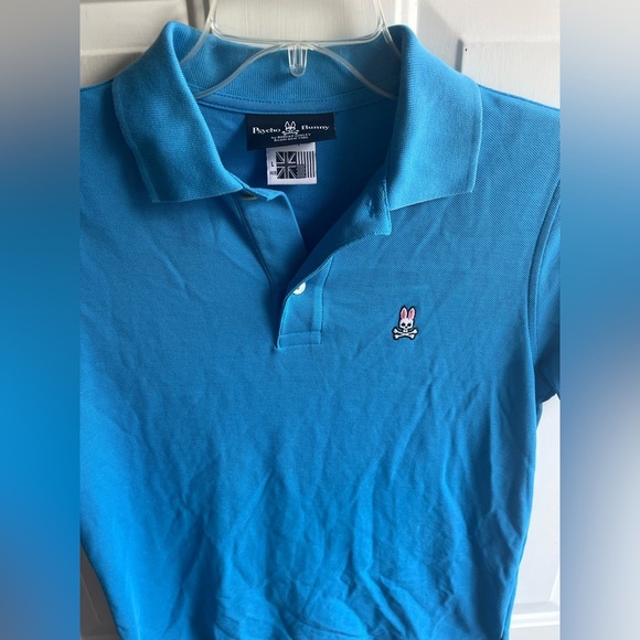 Psycho Bunny Womens Blue Classic Logo 2-Button Cotton Polo Size Large - Picture 2 of 8